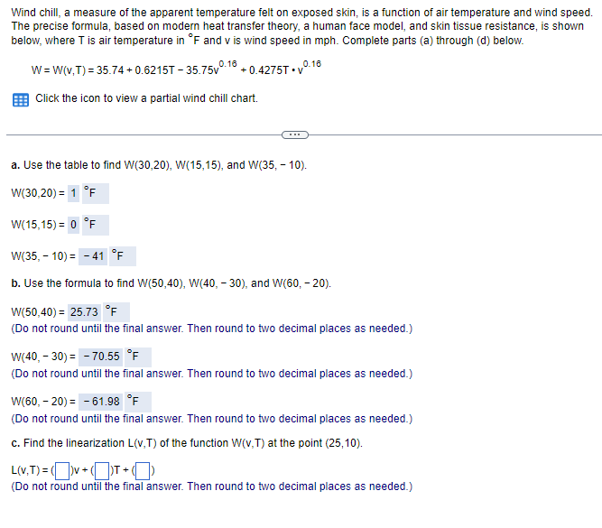 Solved Wind Chill A Measure Of The Apparent Temperature Chegg Com