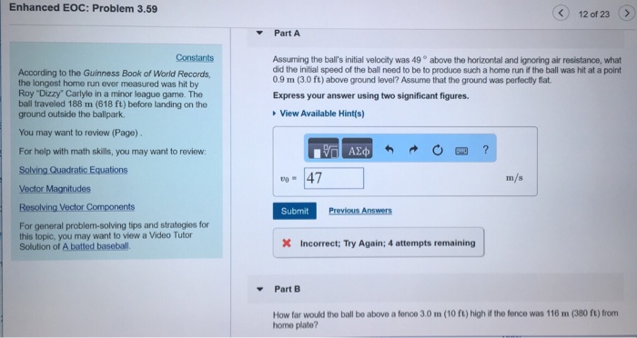 Solved Enhanced EOC: Problem 3.59 12 of 23 Part A Constants | Chegg.com
