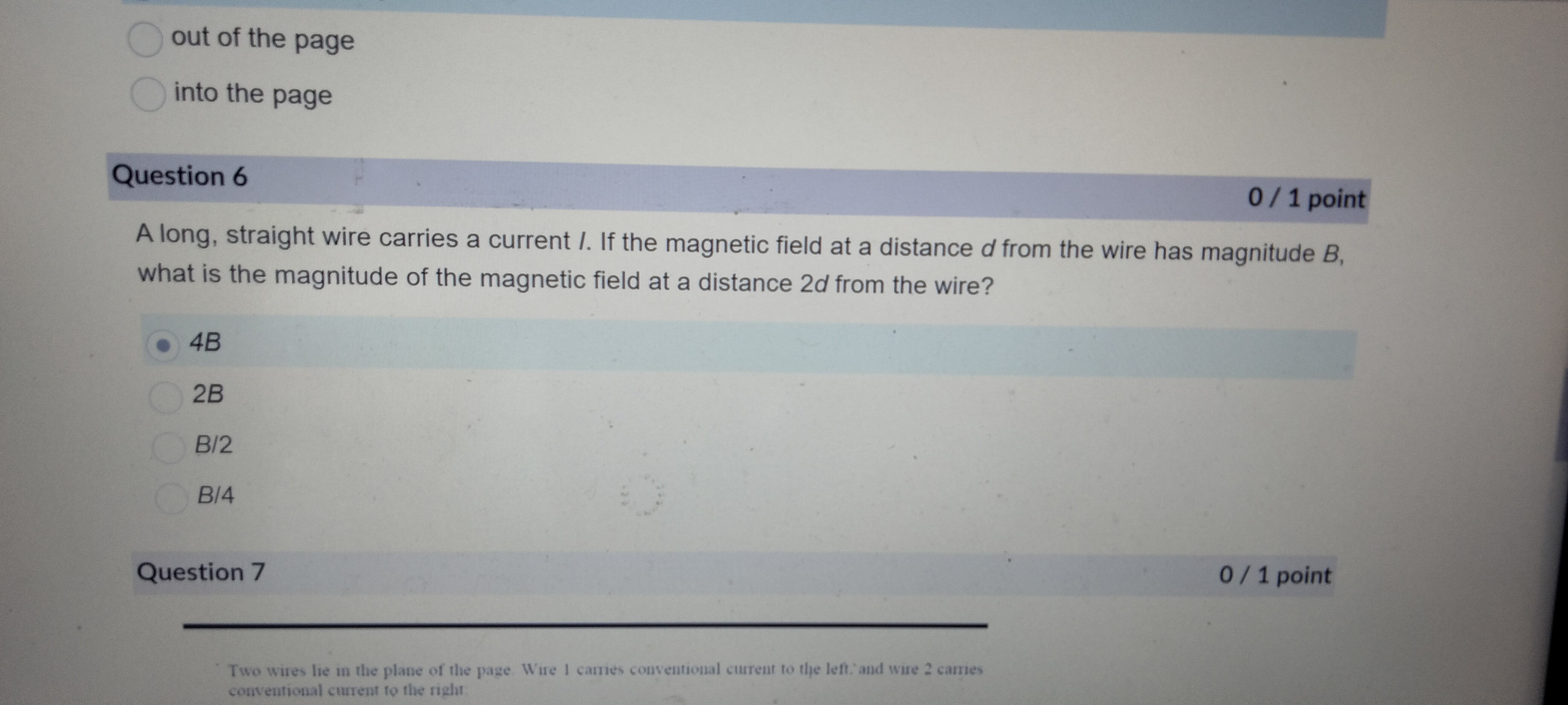 Question 6A long, straight wire carries a current I.