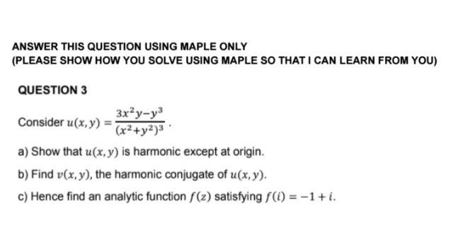 ANSWER THIS QUESTION USING MAPLE ONLY (PLEASE SHOW | Chegg.com