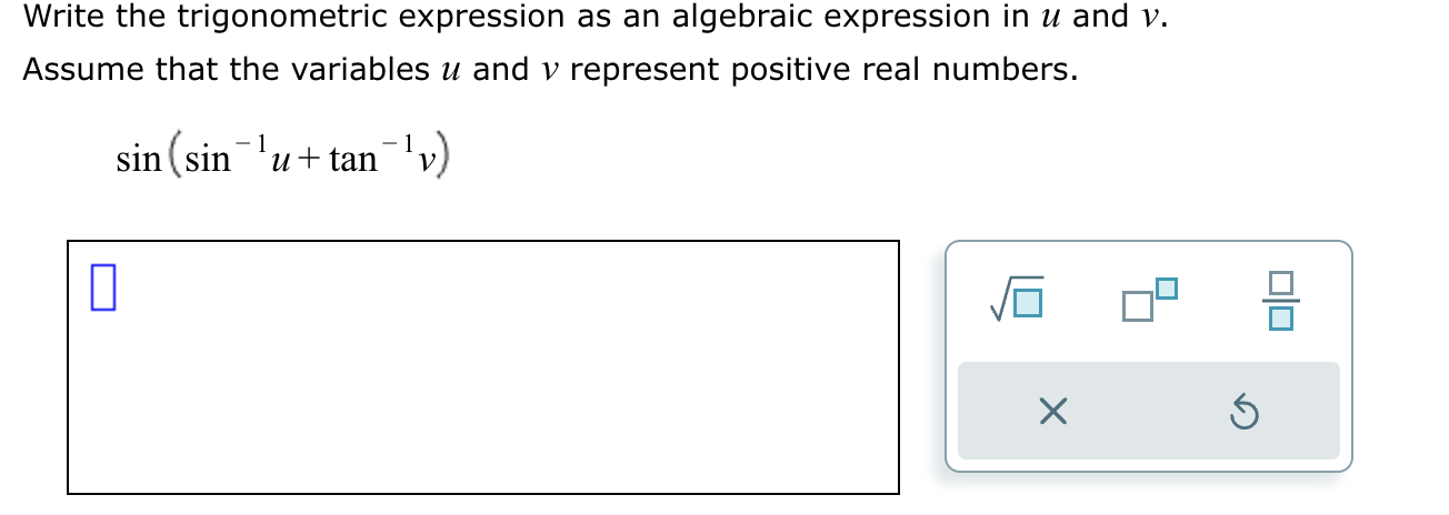 Solved Write the trigonometric expression as an algebraic | Chegg.com