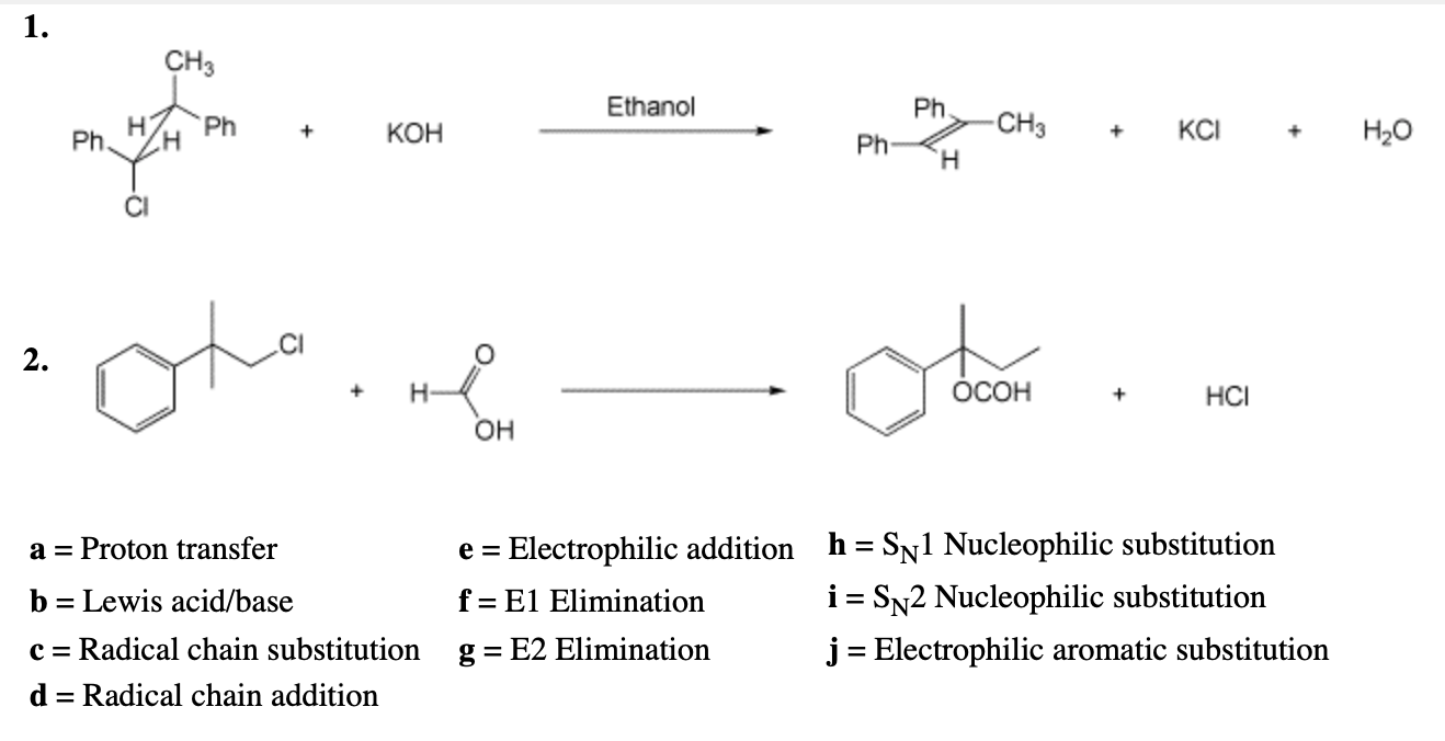 Solved A Proton Transfer E Electrophilic Addition H Chegg Com