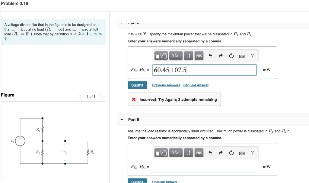 Solved Problem 3.18 A voltage divider like that that u kvg | Chegg.com