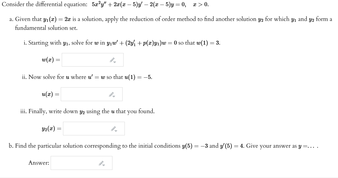 Solved Consider The Differential Equation 5x y 2x x Chegg