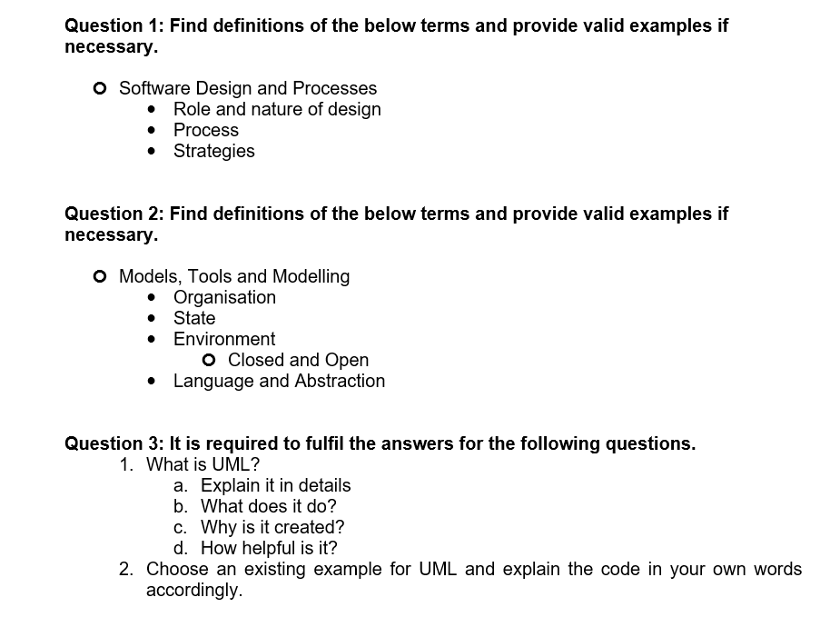 Solved Question 1: Find Definitions Of The Below Terms And | Chegg.com