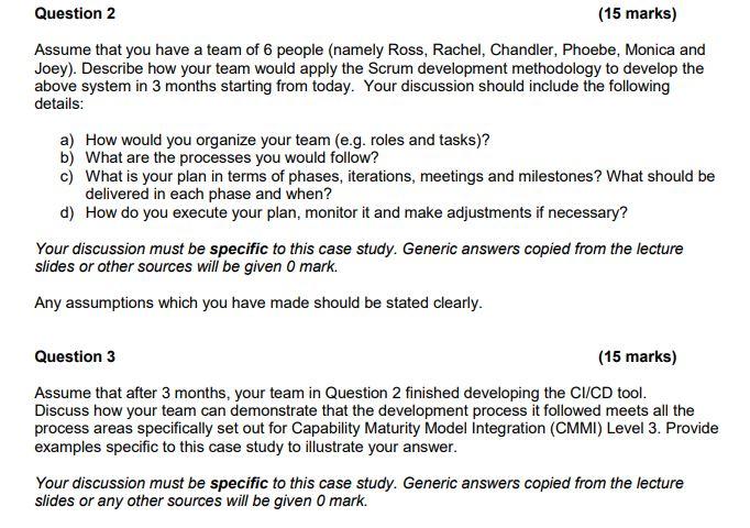 Solved Question 2 (15 marks) Assume that you have a team of | Chegg.com
