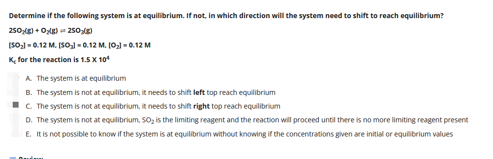 Solved Determine if the following system is at equilibrium. | Chegg.com