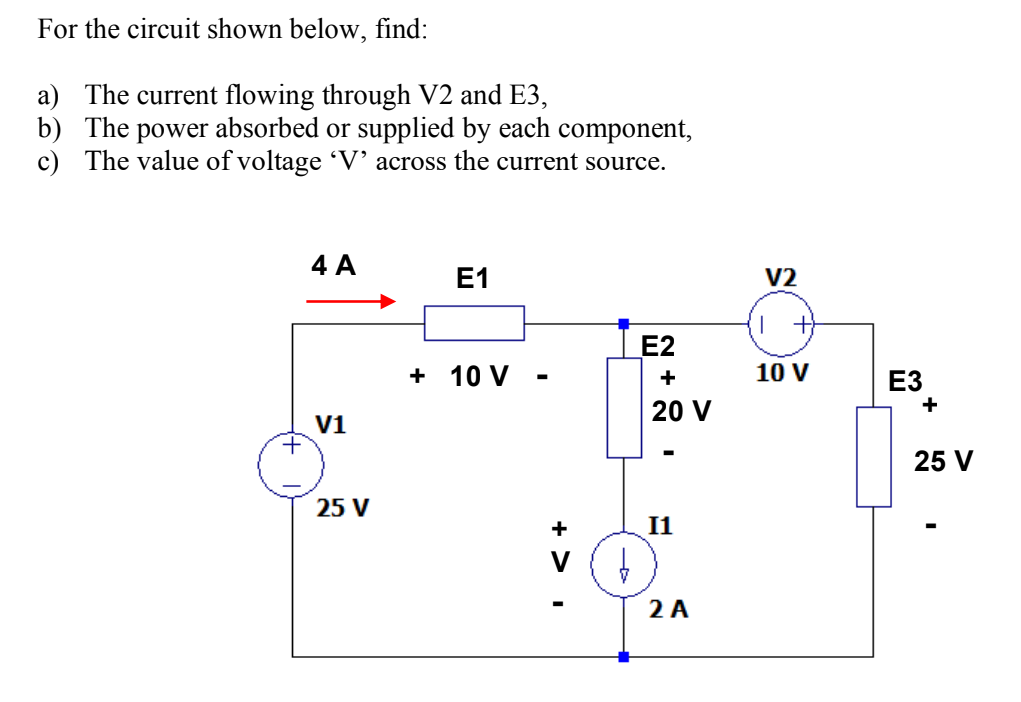 Solved For The Circuit Shown Below, Find: A) The Current | Chegg.com