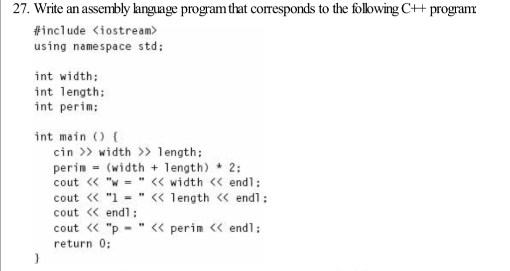 Solved 27. Write An Assembly Language Program That | Chegg.com