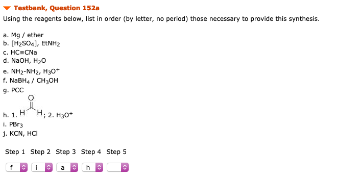 Testbank Question 152a Using The Reagents Below Chegg Com