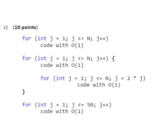 Solved 1. (25 points) For the following code snippets, count | Chegg.com