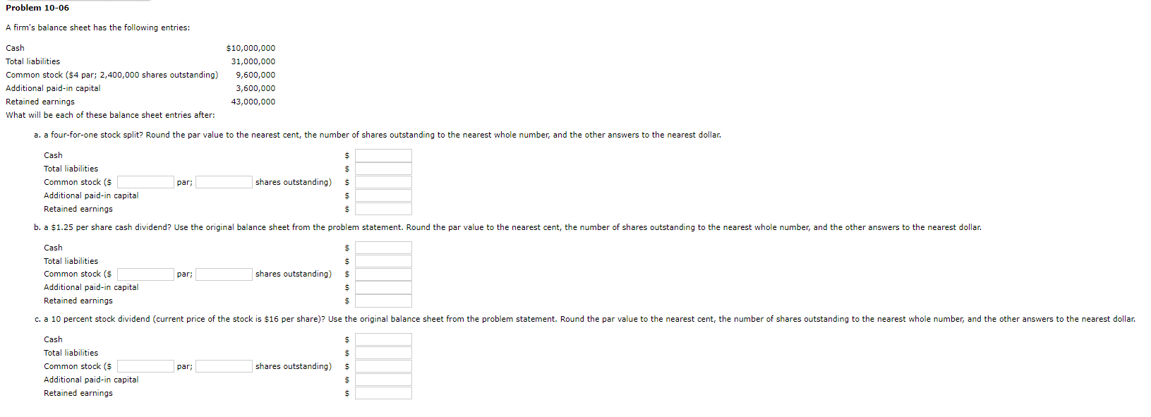 Solved A Firm S Balance Sheet Has The Following Entries A Chegg Com