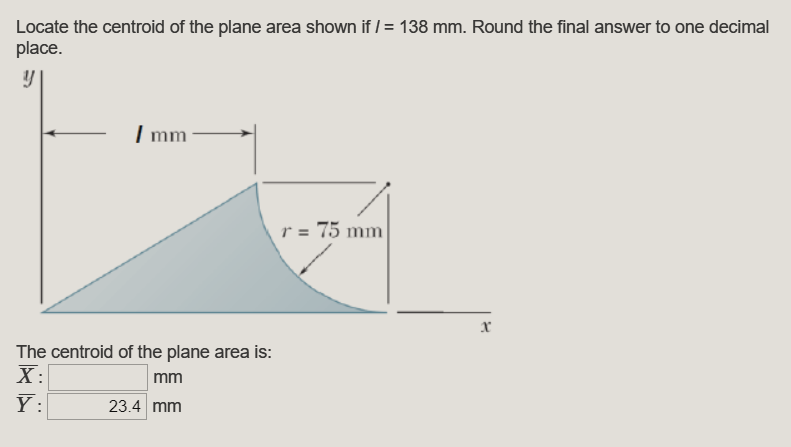 Solved Locate the centroid of the plane area shown if place. | Chegg.com