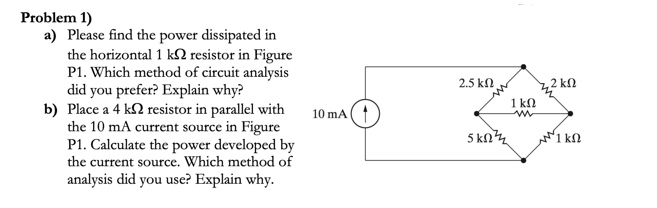 Solved Problem 1) A) Please Find The Power Dissipated In The | Chegg.com