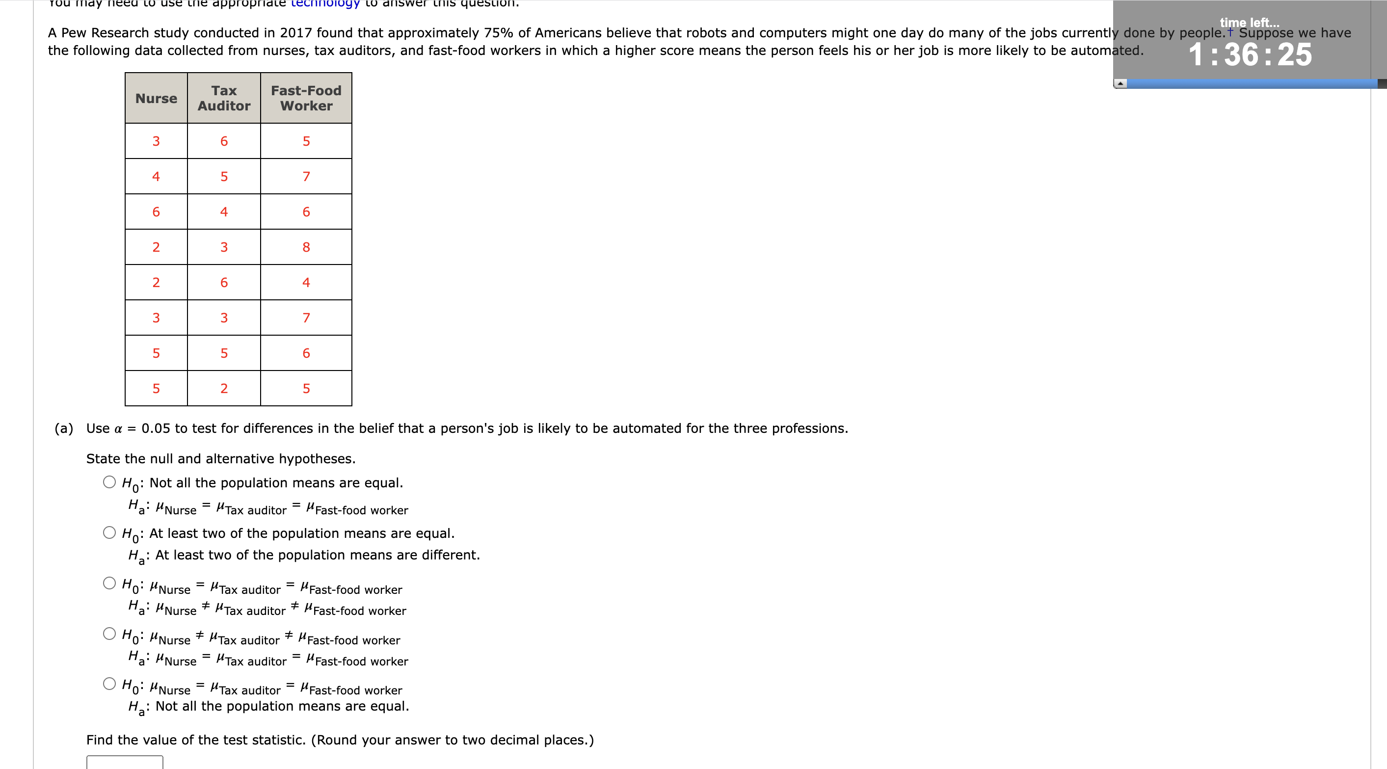 Solved Find The Value Of The Test Statistic. (round Your 