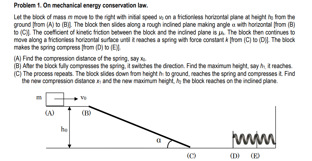 Solved Problem 1. On mechanical energy conservation law. Let | Chegg.com