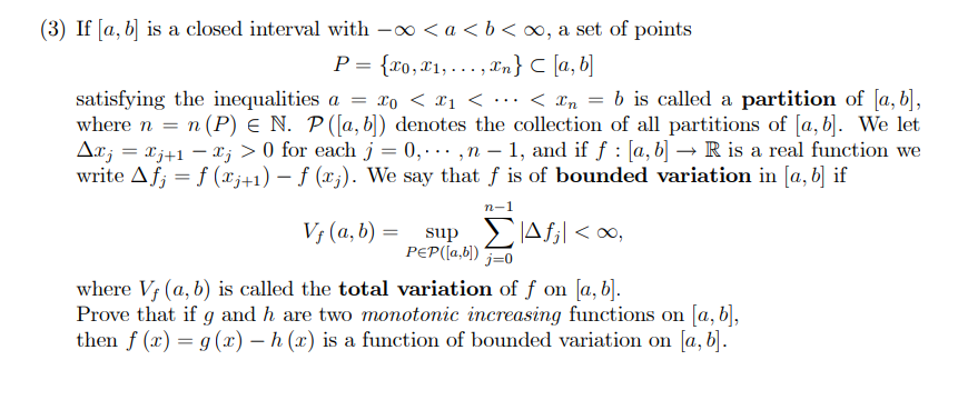 Solved (3) If [a,b] Is A Closed Interval With −∞ | Chegg.com