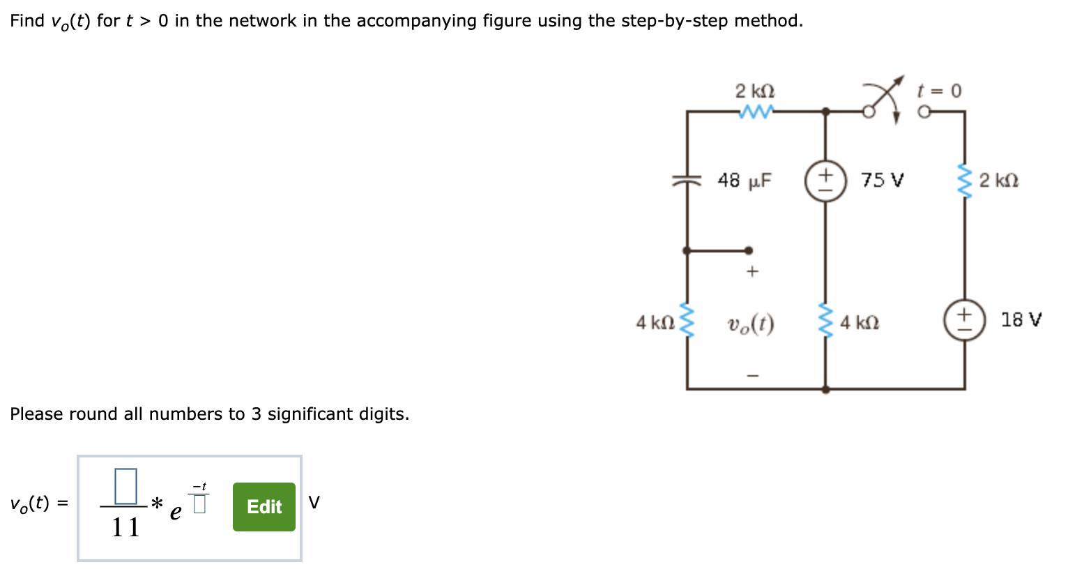 Solved Find vo(t) for t > 0 in the network in the | Chegg.com