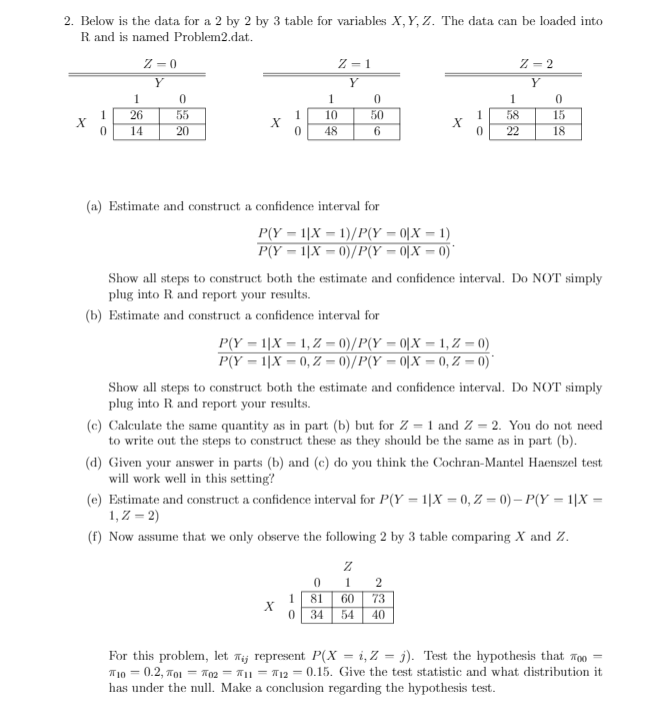 2. Below is the data for a 2 by 2 by 3 table for | Chegg.com