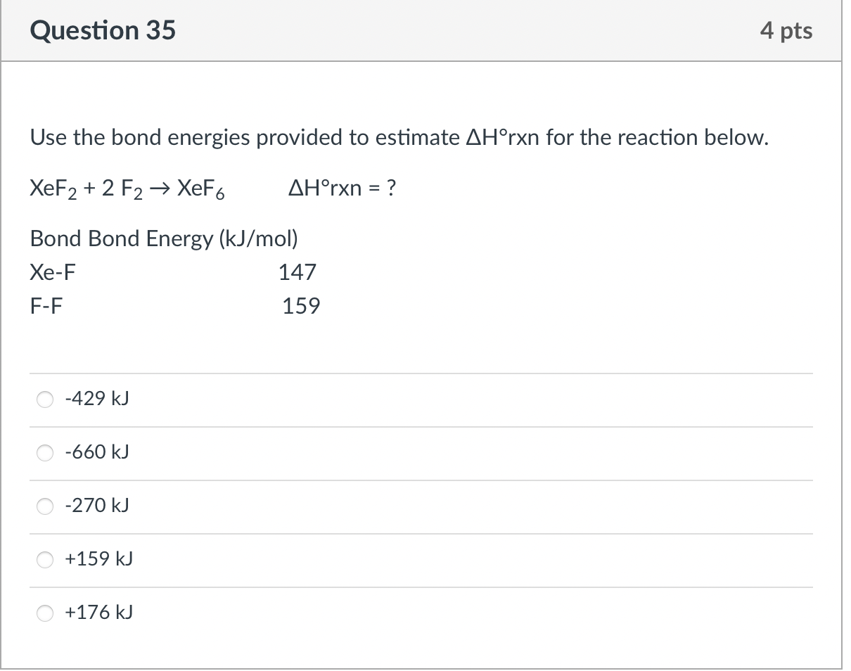 Solved Use The Bond Energies Provided To Estimate ΔH∘r×n For | Chegg.com