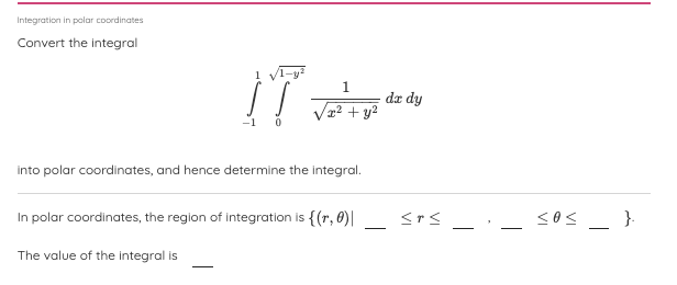 Solved Integration in polar coordinates Convert the integral | Chegg.com