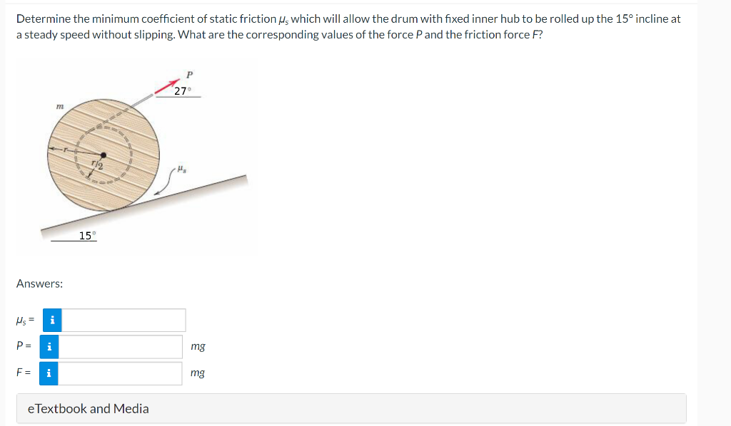 Solved Determine the minimum coefficient of static friction | Chegg.com
