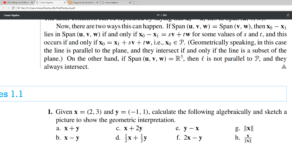 Solved Linear Algebra 37 394 C: Now, there are two ways this | Chegg.com