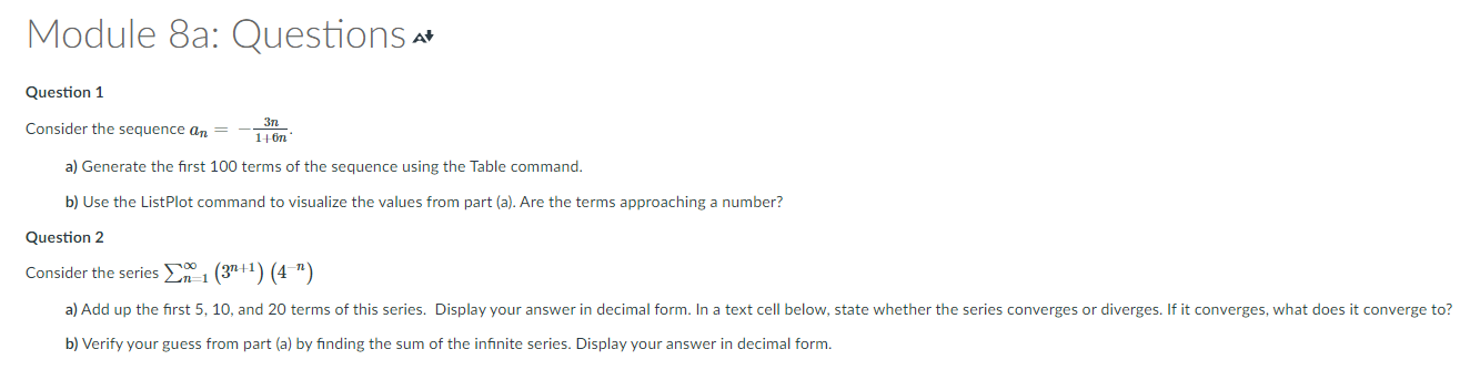 Solved Module 8a: Questions at Question 1 Consider the | Chegg.com