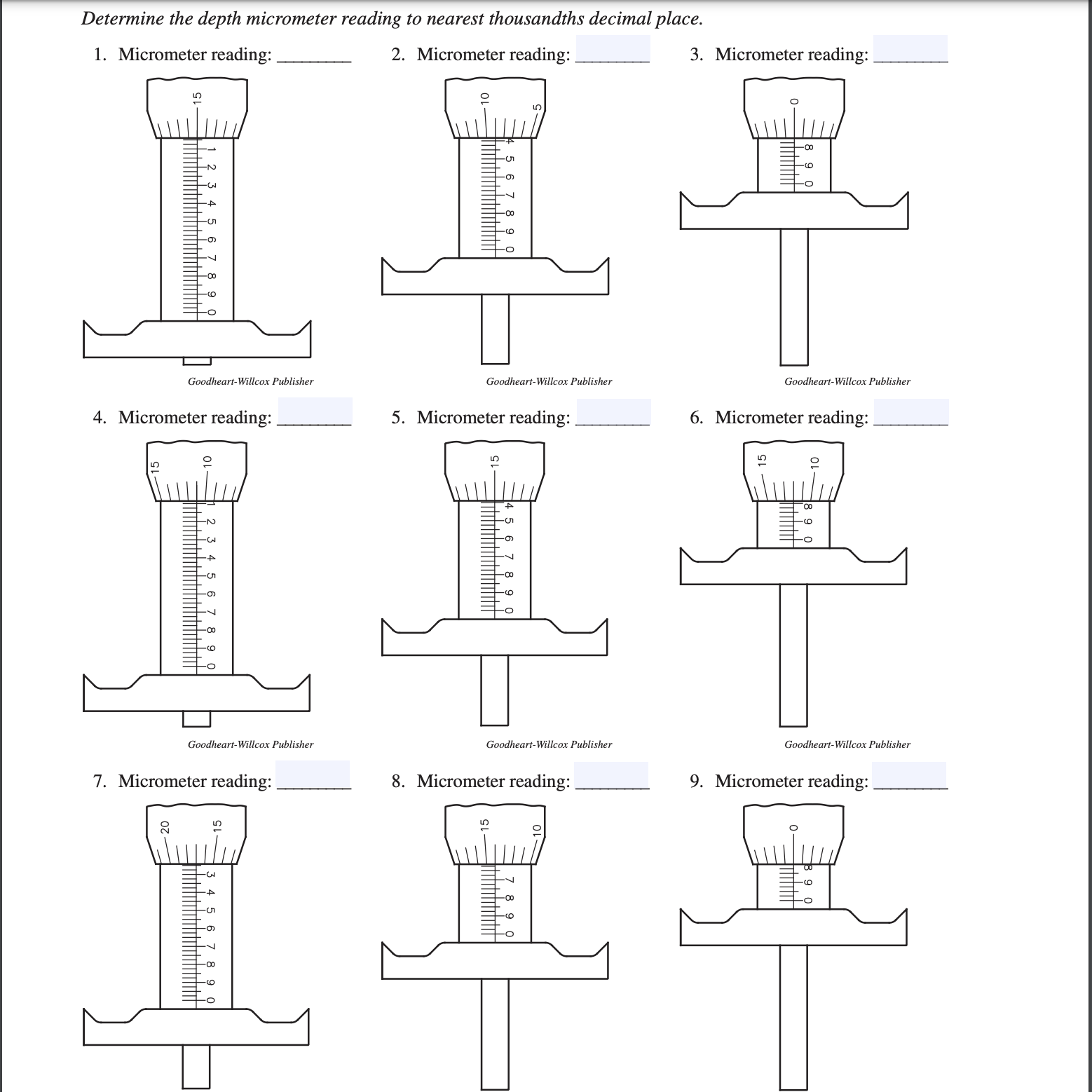 Solved 1. Micrometer reading 2. Micrometer reading 3.