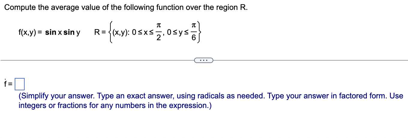 Solved Compute the average value of the following function | Chegg.com