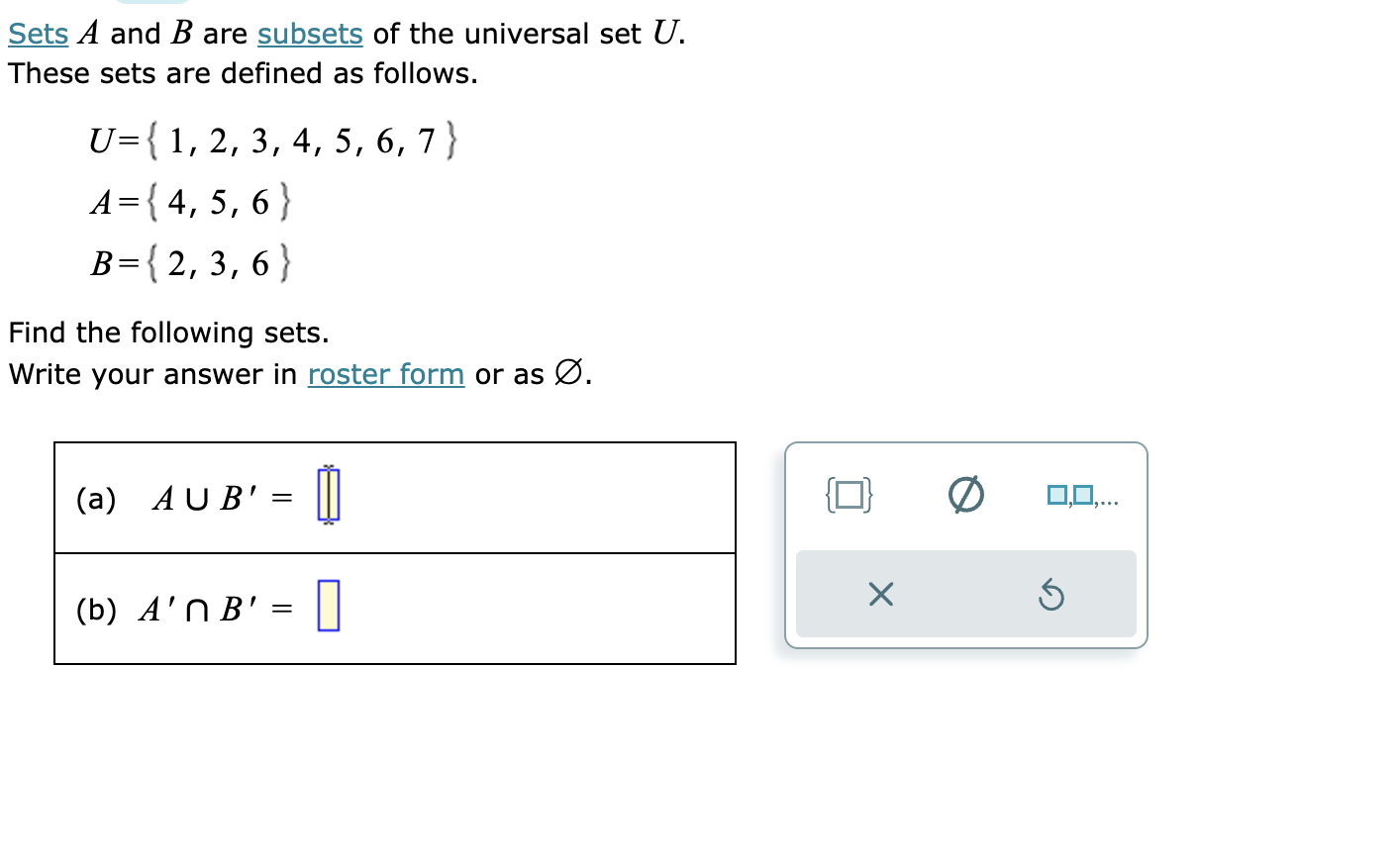 Solved Sets A And B Are Subsets Of The Universal Set U. | Chegg.com