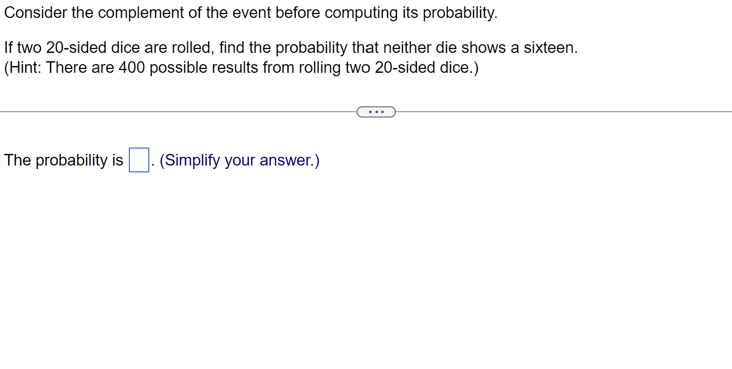 Solved Consider the complement of the event before computing | Chegg.com