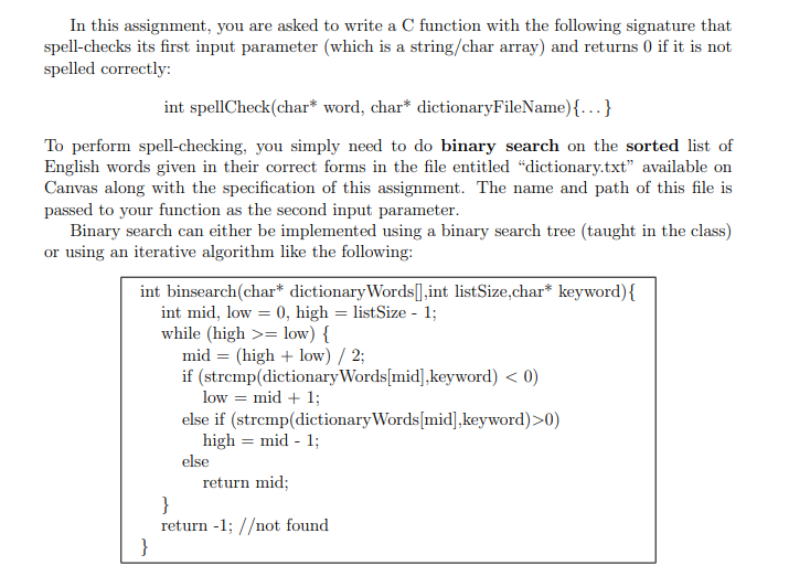 Solved In this assignment, you are asked to write a C | Chegg.com