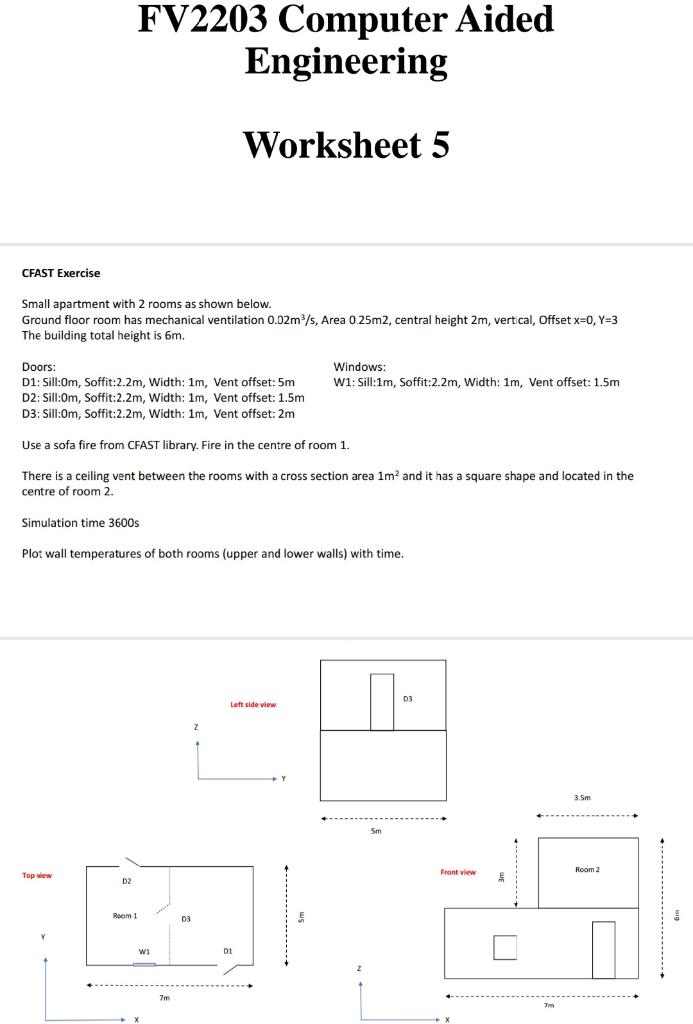 FV2203 Computer Aided Engineering Worksheet 5 CFAST | Chegg.com