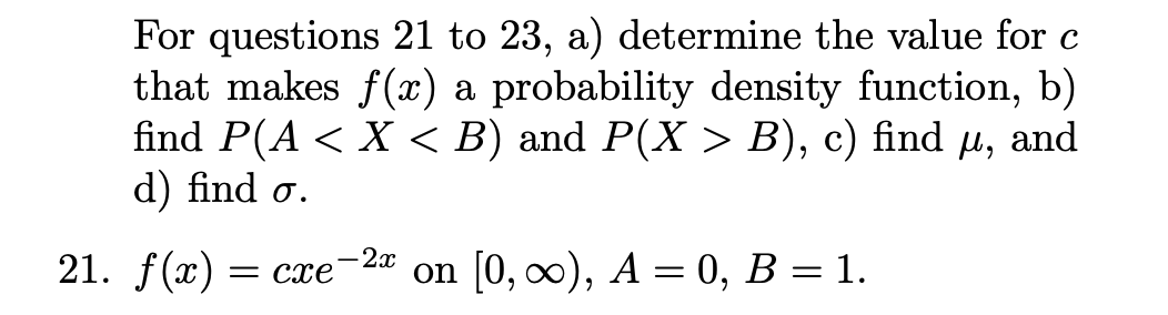 Solved a. determine the value for c that makes f x a Chegg