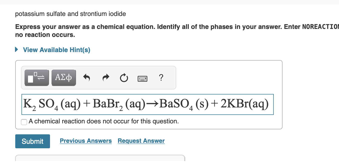 Solved sodium iodide and calcium sulfide Express your answer