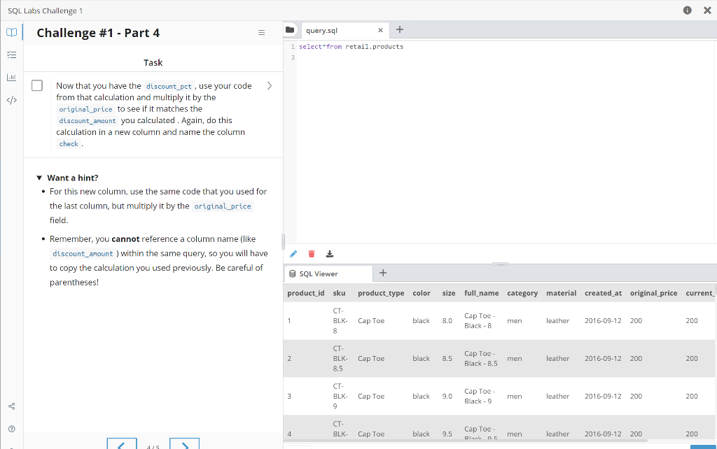 SQL Labs Challenge 1 OX X query.sql Challenge #1 - | Chegg.com
