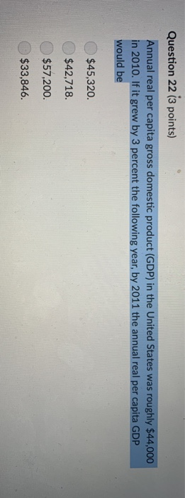 Solved Question 22 (3 points) Annual real per capita gross | Chegg.com