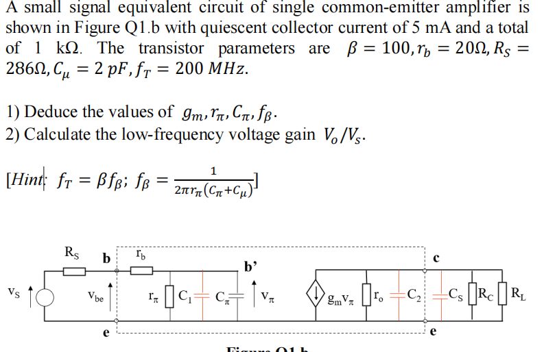 Solved A small signal equivalent circuit of single | Chegg.com