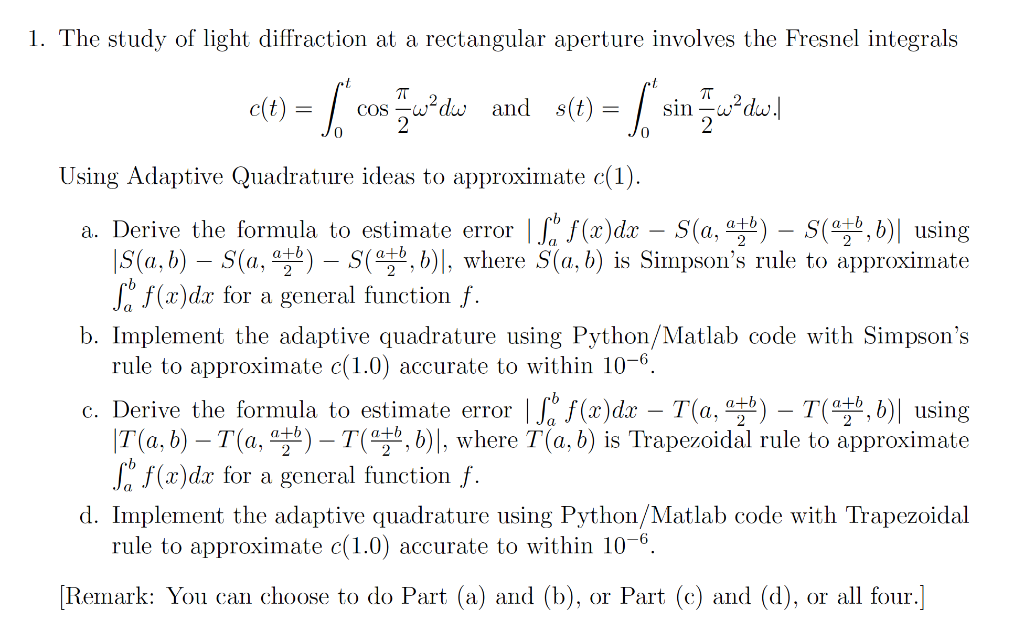 1. The study of light diffraction at a rectangular | Chegg.com