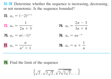 Solved 72–78 Determine whether the sequence is increasing, | Chegg.com