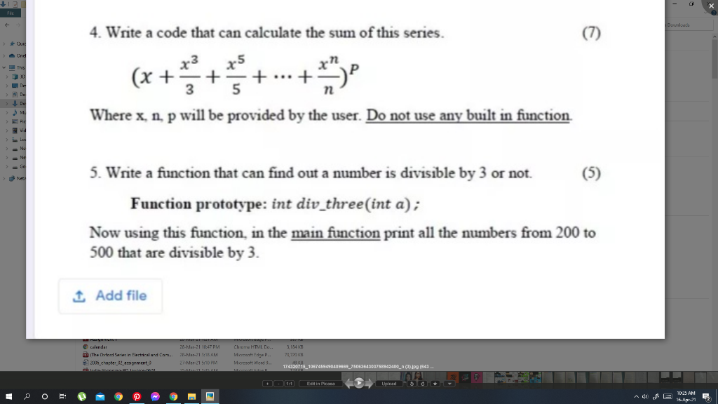 Solved 4. Write a code that can calculate the sum of this | Chegg.com