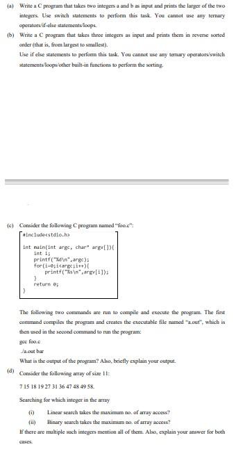 Solved (a) Write a program that takes two integers a and bas | Chegg.com
