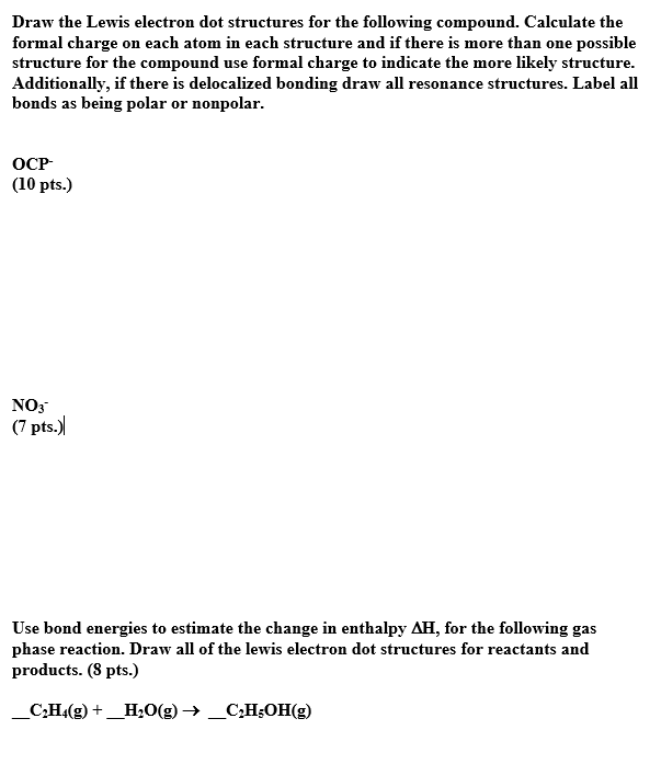 Solved Draw the Lewis electron dot structures for the | Chegg.com