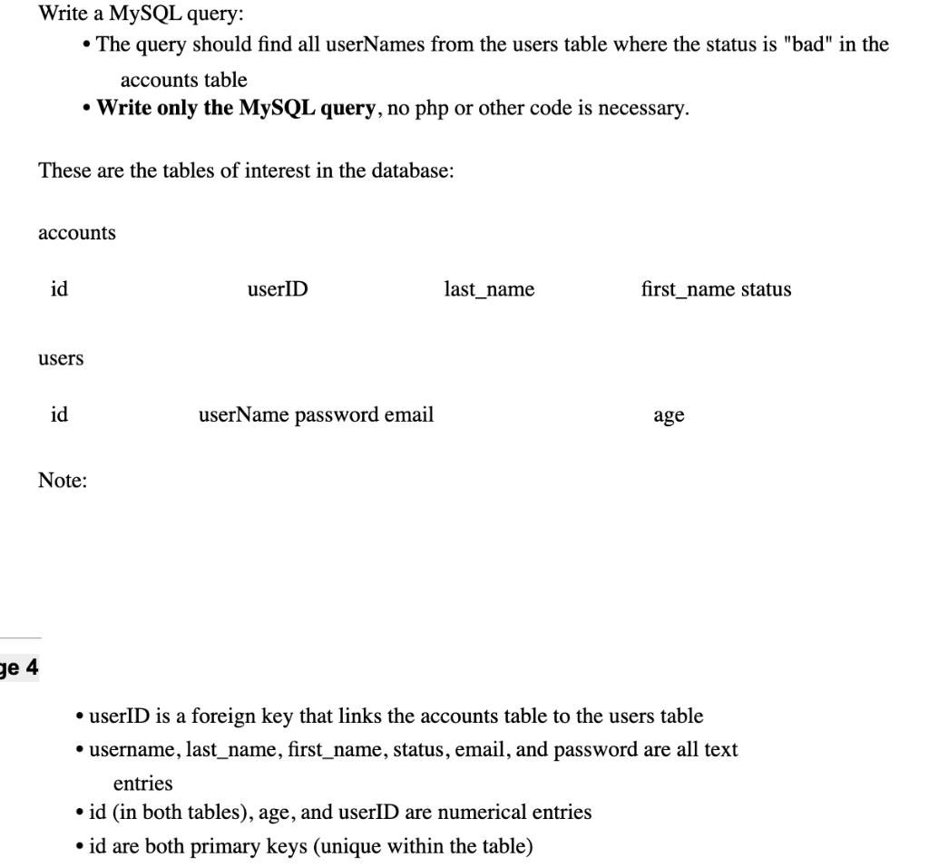 Solved Question here and SQL table information below (it is | Chegg.com