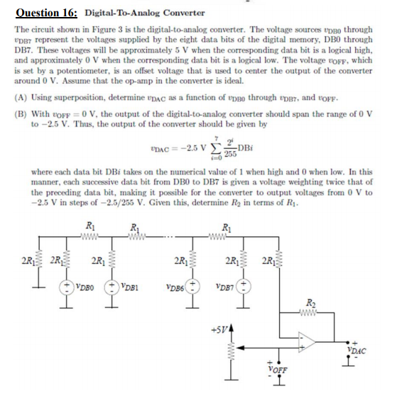 Solved Question 16: Digital-To-Analog Converter The Circuit | Chegg.com