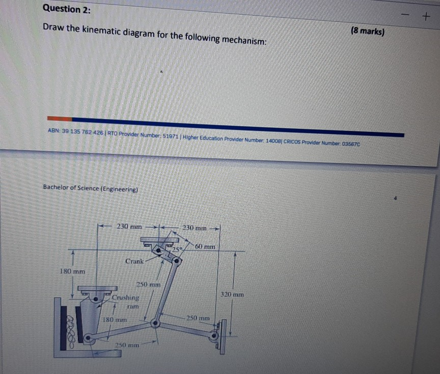 Solved Question 2: (8 marks) Draw the kinematic diagram for | Chegg.com