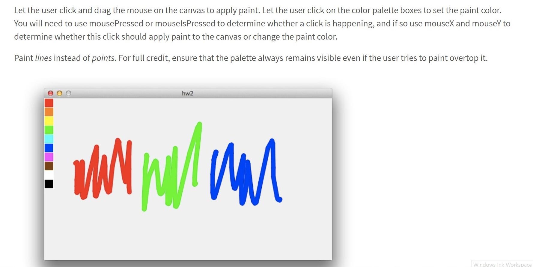 Solved Write a P5 sketch that works as a simple paint | Chegg.com