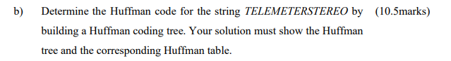 Solved B) Determine The Huffman Code For The String | Chegg.com