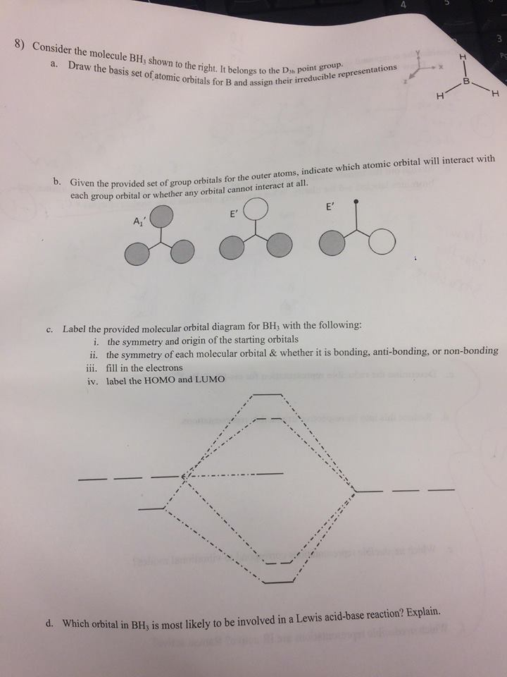 Solved 4 8) Consider The Molecule BH, Shown To The Right. It | Chegg.com